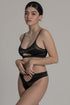 MAE Black Half Moon Cut-Out Bra - Satin Top